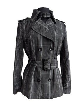 Vintage Zara Plaid Belted Trench Coat | Large